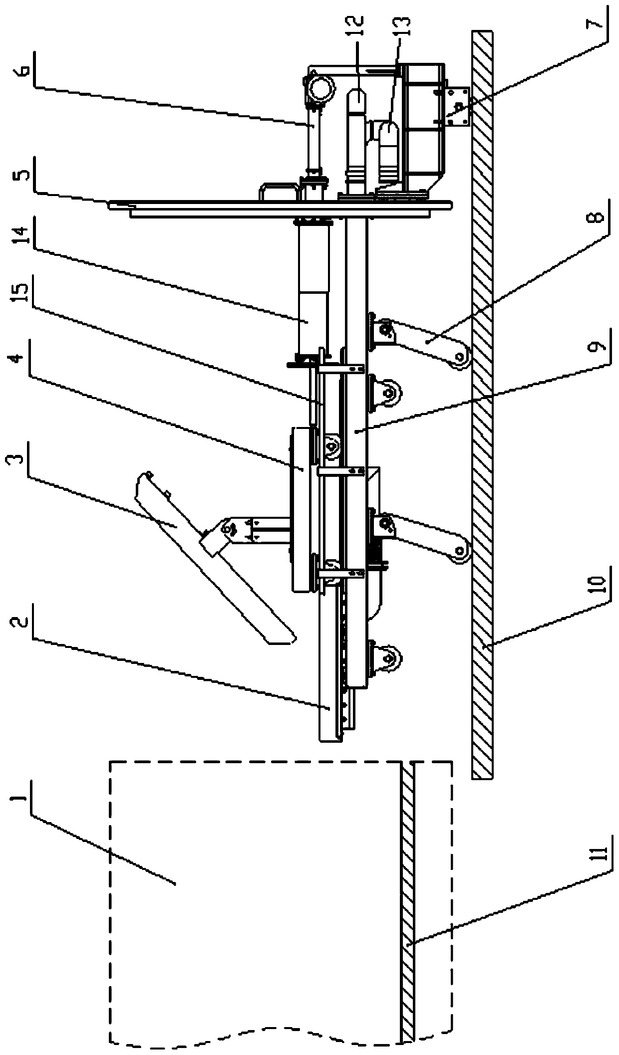 A moving door device of a large electron beam cooling hearth furnace