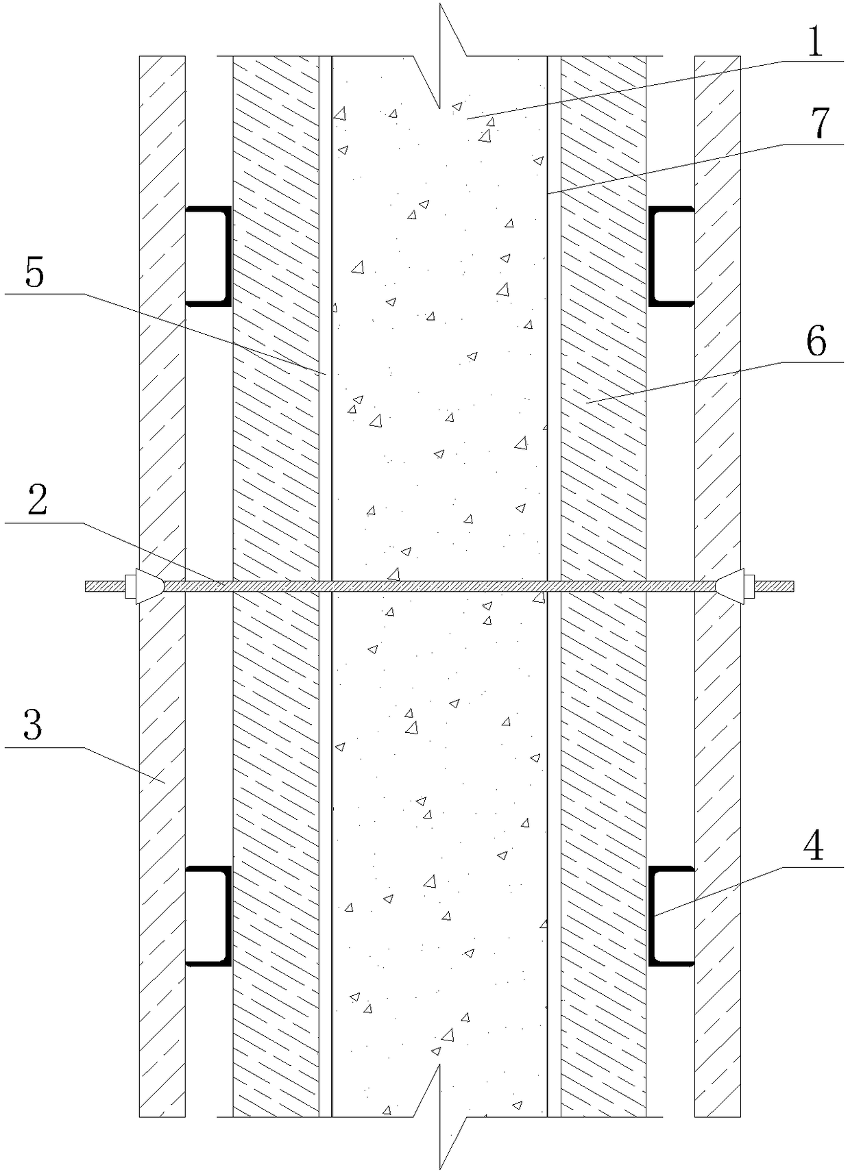 Plastering-free curved concrete wall section steel back rib composite template and construction method