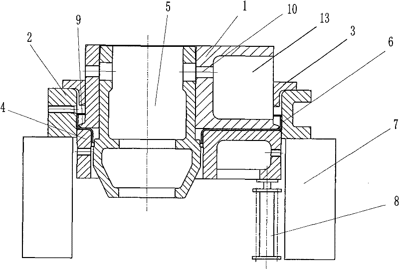 Hot-pressing forming compound die for boiler smoke chamber pipe plate