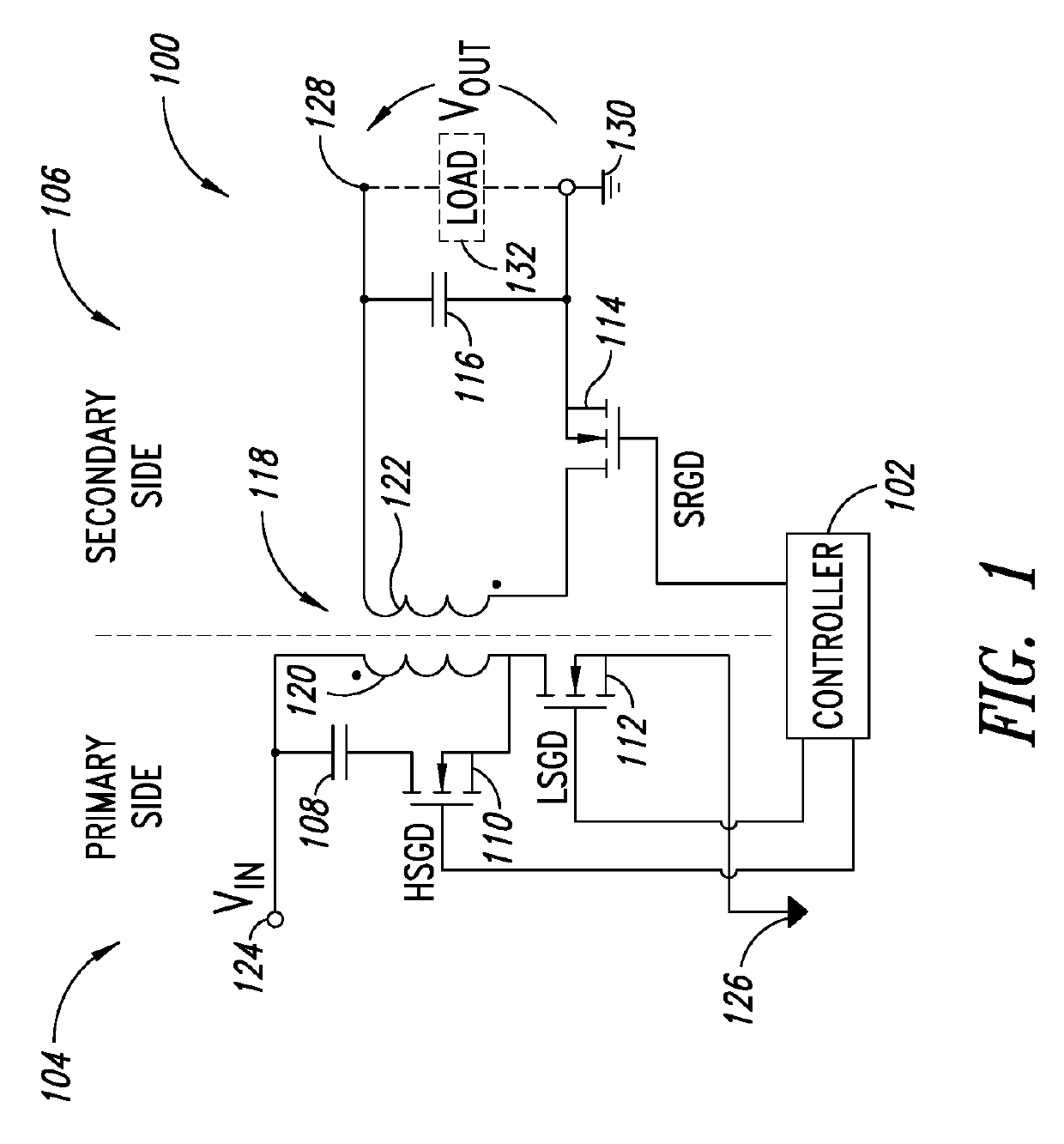 Active clamp flyback converter control with reduced current