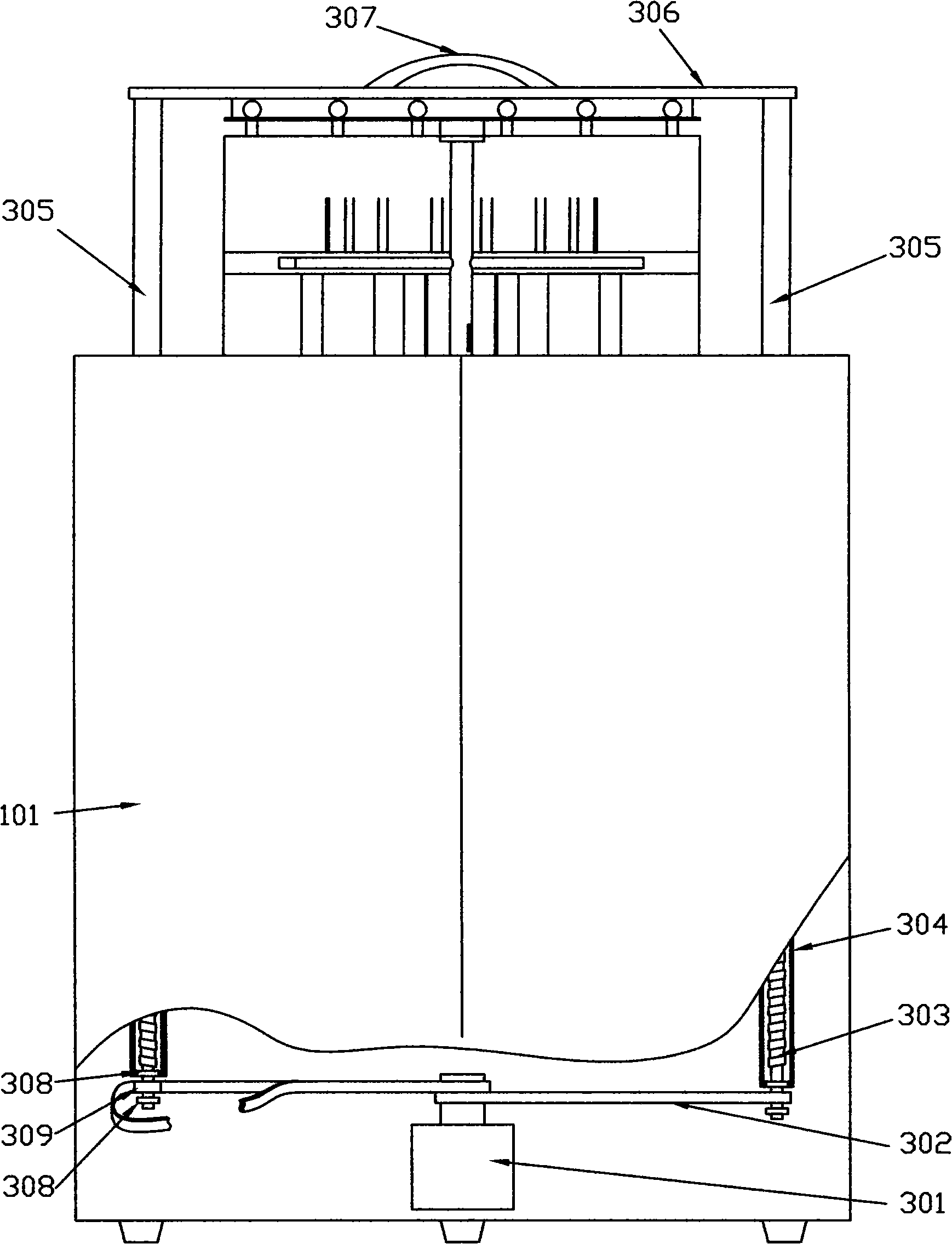 Vertical bucket type dish washing-disinfecting machine