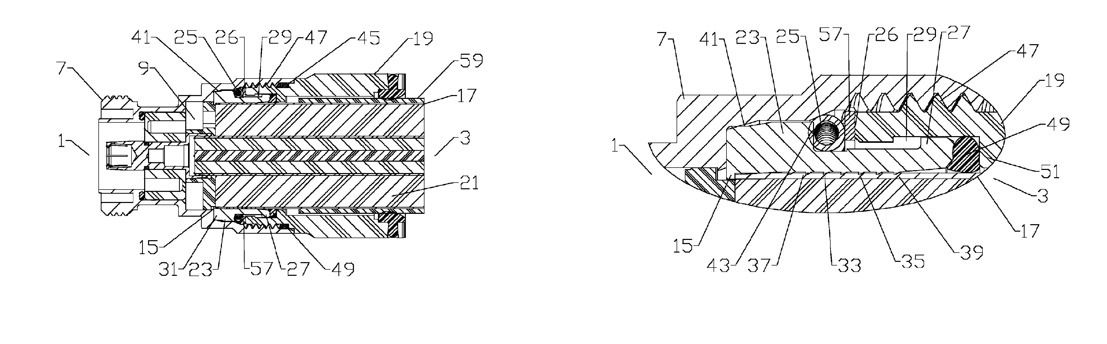 Unprepared cable end coaxial connector