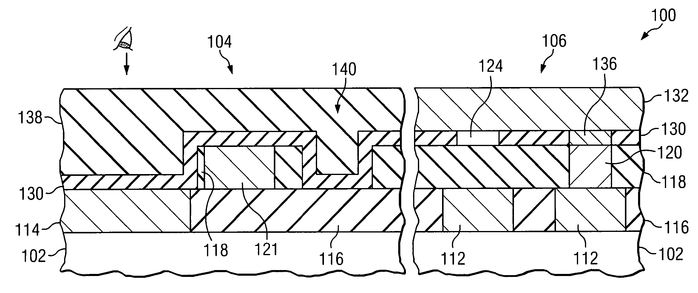 Alignment of MTJ stack to conductive lines in the absence of topography