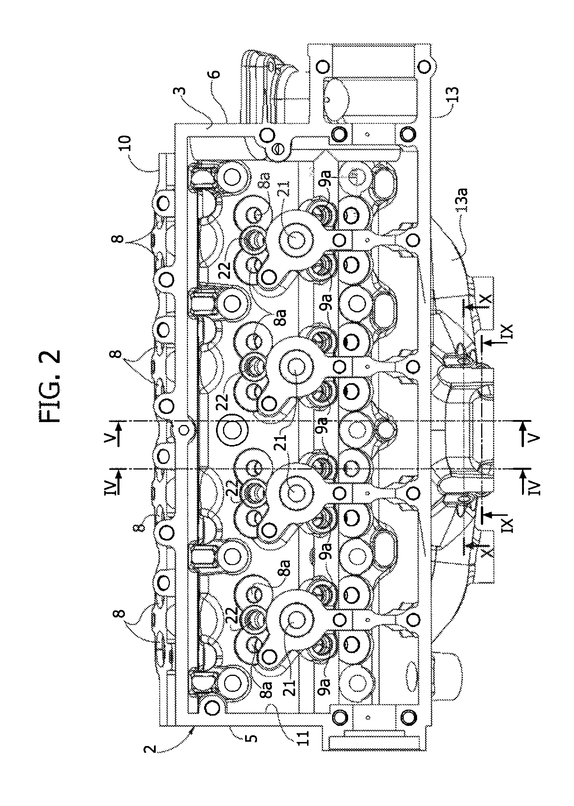 Cylinder head for an internal combustion engine, with integrated exhaust manifold and subgroups of exhaust conduits merging into manifold portions which are superimposed and spaced apart from each other