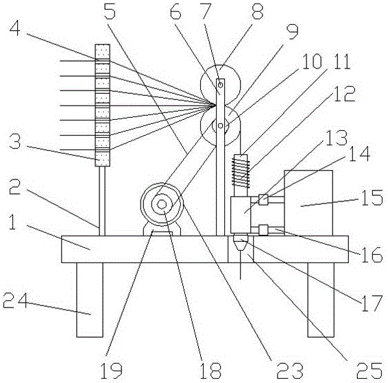 Device applied to melt spinning and used for cooling a plurality of synthesized filaments