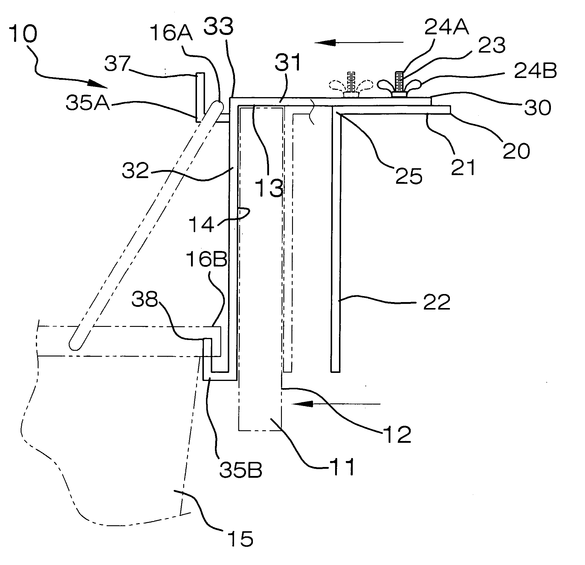 Adjustable mounting bracket for feed buckets and the like