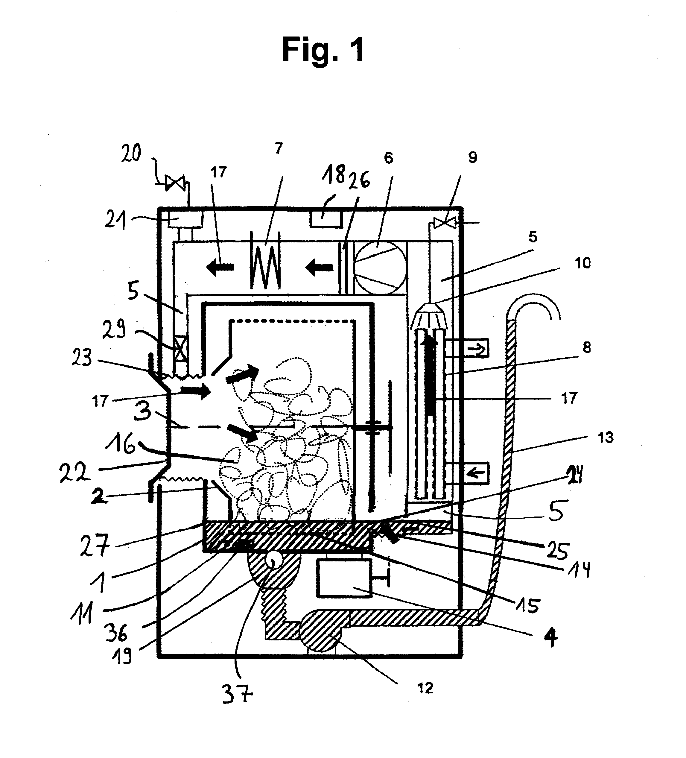 Dryer with a temperature sensor and process for its operation