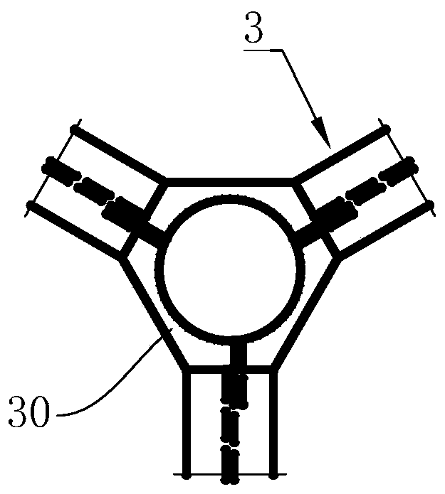 Truss load-bearing platform structure of three-pipe telescopic chimney