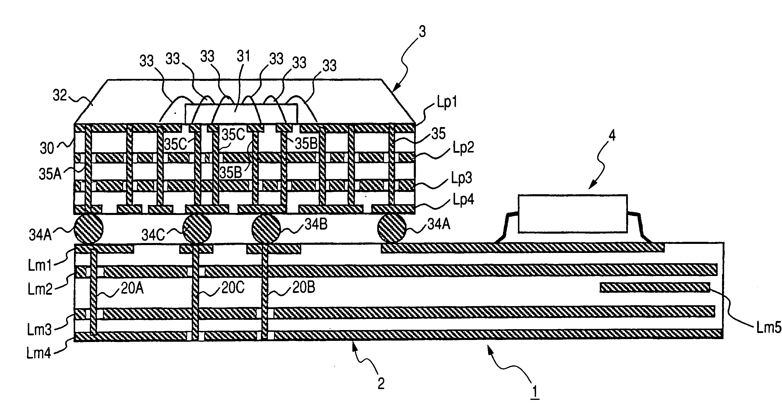 Electronic circuit, a semiconductor device and a mounting substrate