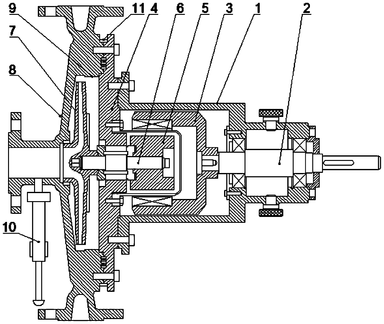 Wear-resistant efficient horizontal centrifugal sand pump and working method thereof