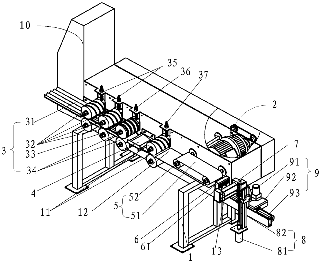 An automatic splitting and back pulling type ramie peeling machine