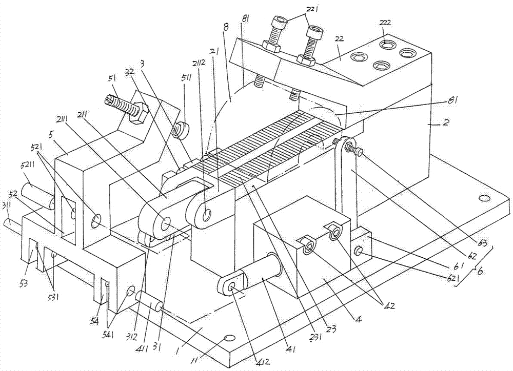 Clamp structure used for parallel face milling of glass mold