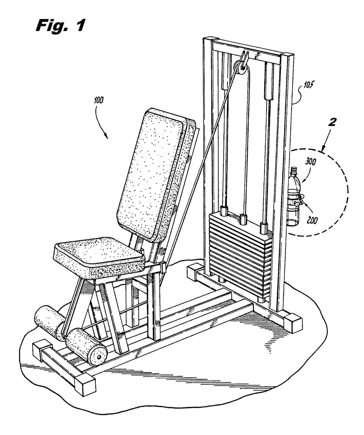 Elastomeric band for removably attaching a bottle to a vertical surface