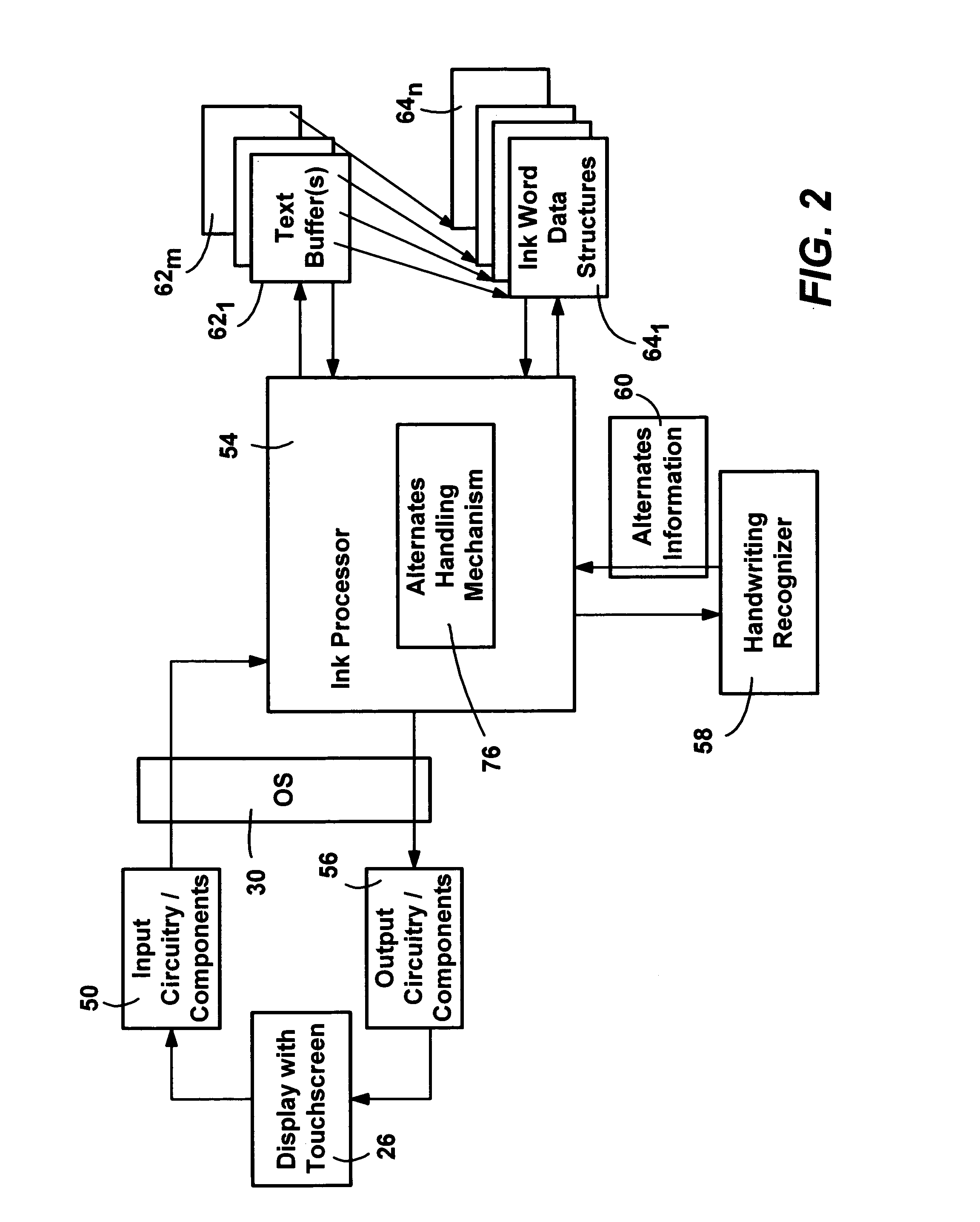 Method and system of handling the selection of alternates for recognized words