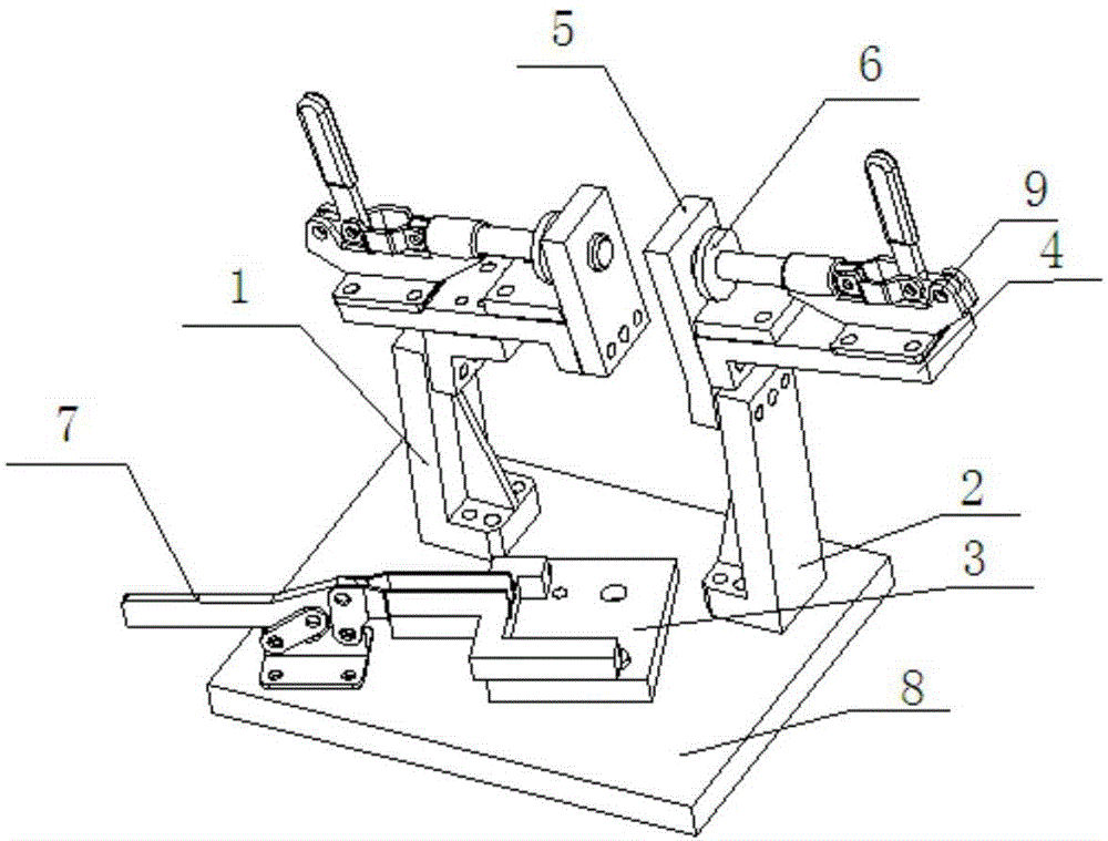 Fixed-position welding device for rear supporting cylinder supports