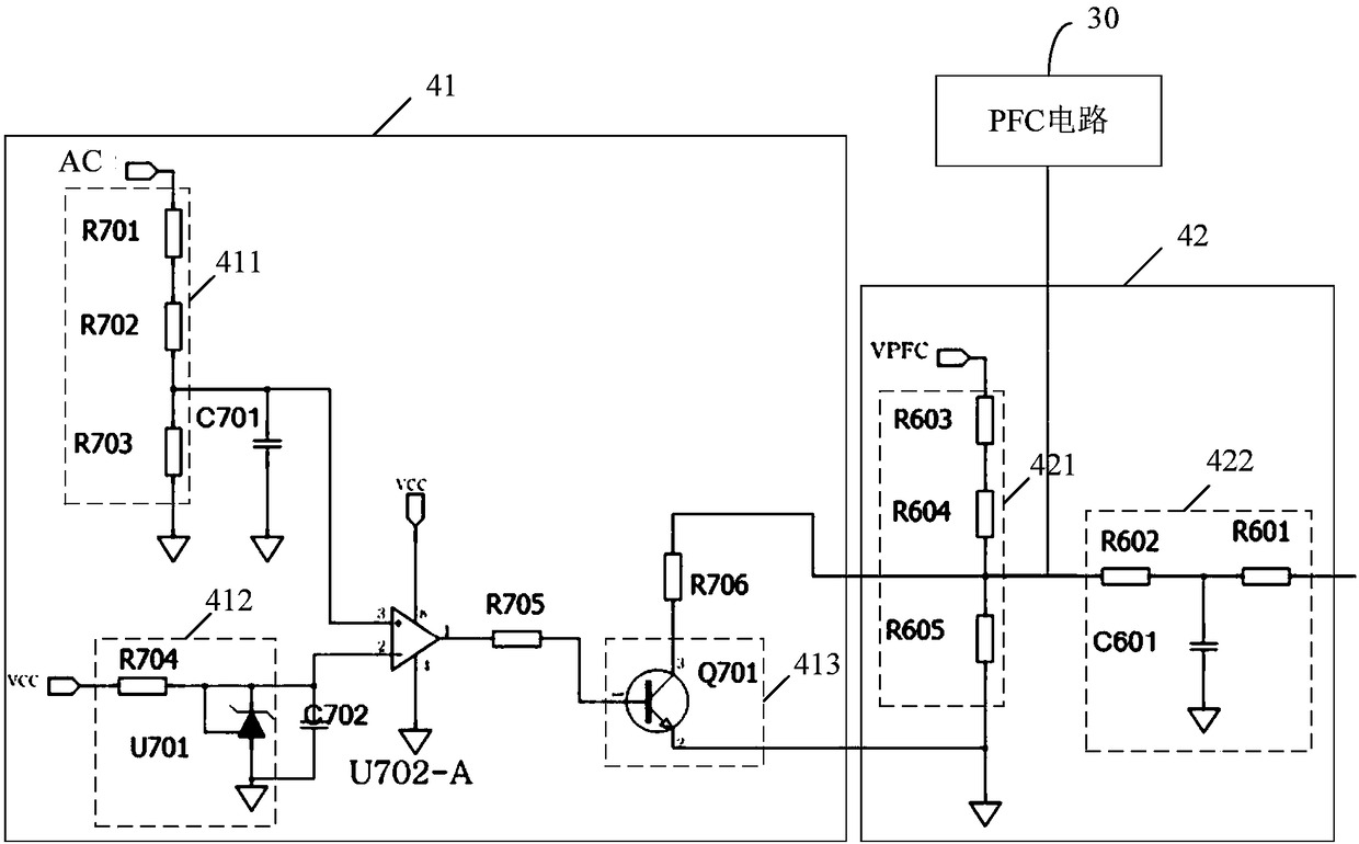 Constant-current output circuit for improving power factor correction efficiency and power supply