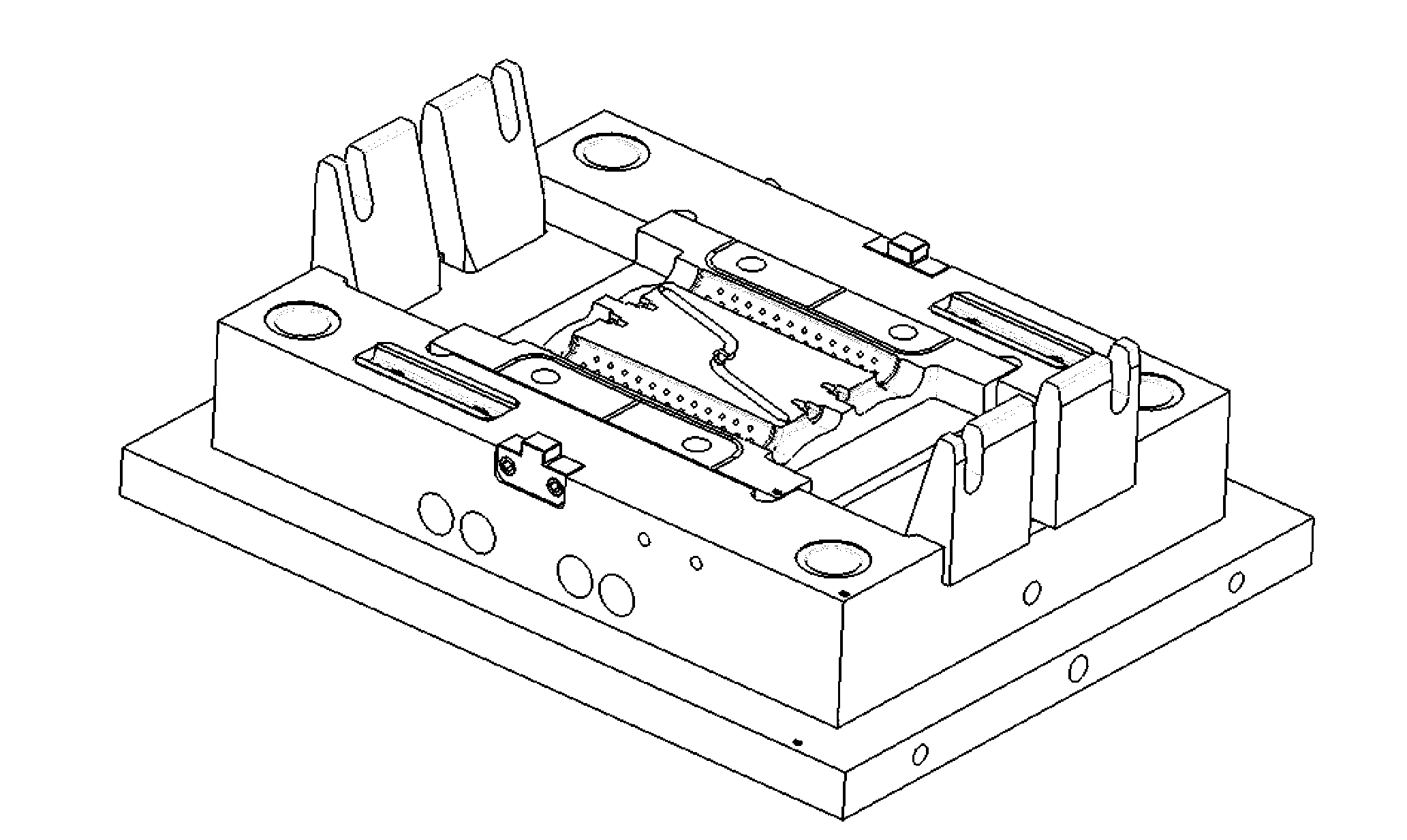 Deformation reducing and uniformly cooling injection mold for long and thin handles and production process