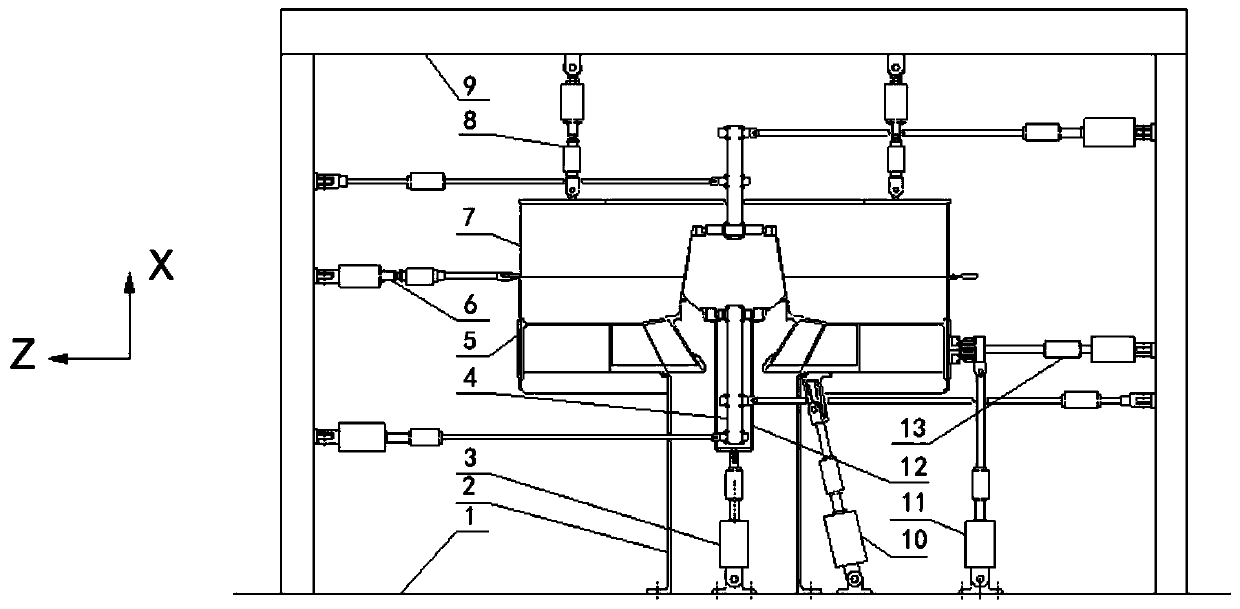 Strength test device for intermediate case of aeroengine with large bypass ratio