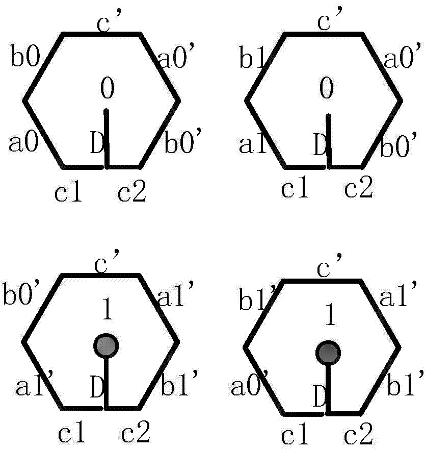 Three-input three-output DNA algorithm self-assembly hexagon structure model