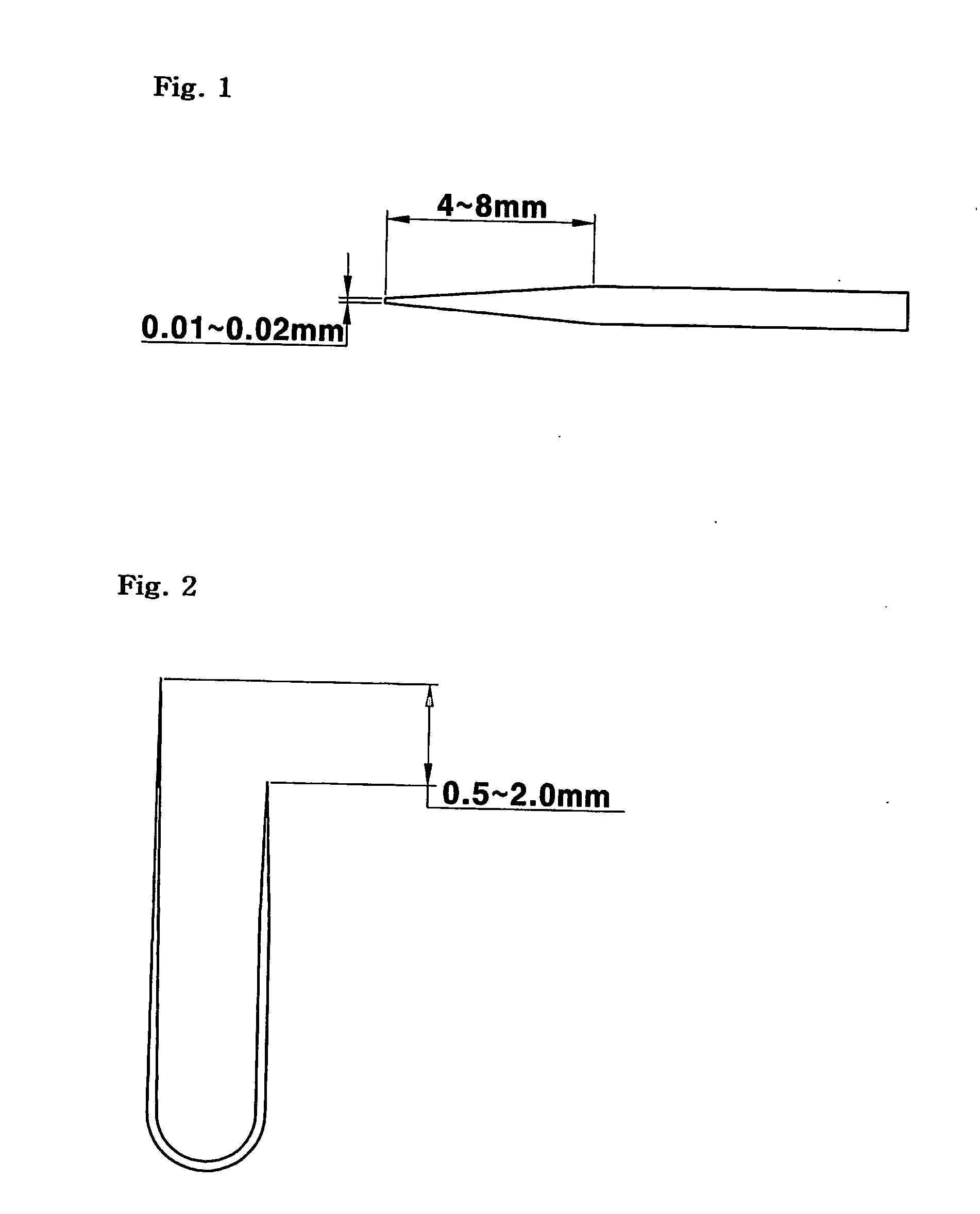 Toothbrush having needle-shaped bristles with various end points and manufacturing method thereof