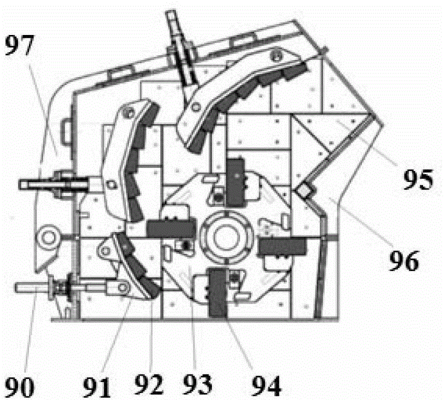 Adjusting device of counterattack rack and crashing machine