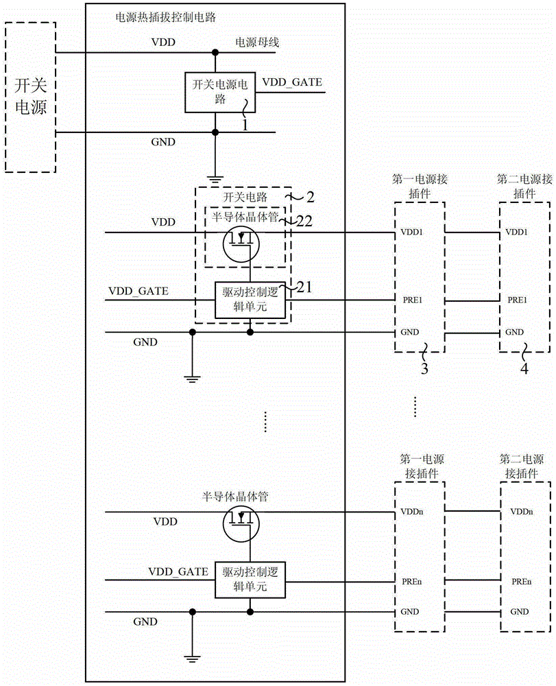 Power supply hot swap control circuit and system