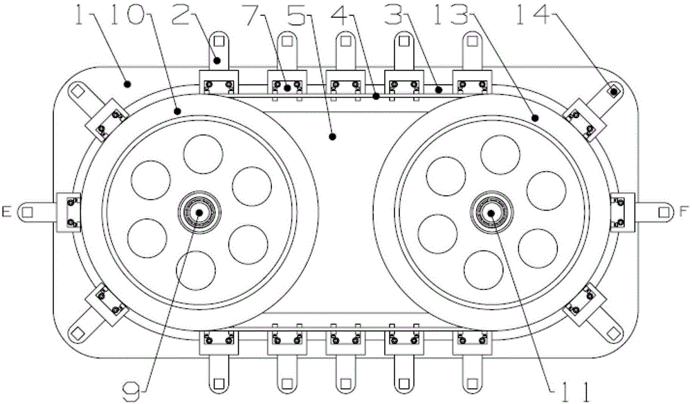 Bilateral driving type annular guide rail chip transmission device