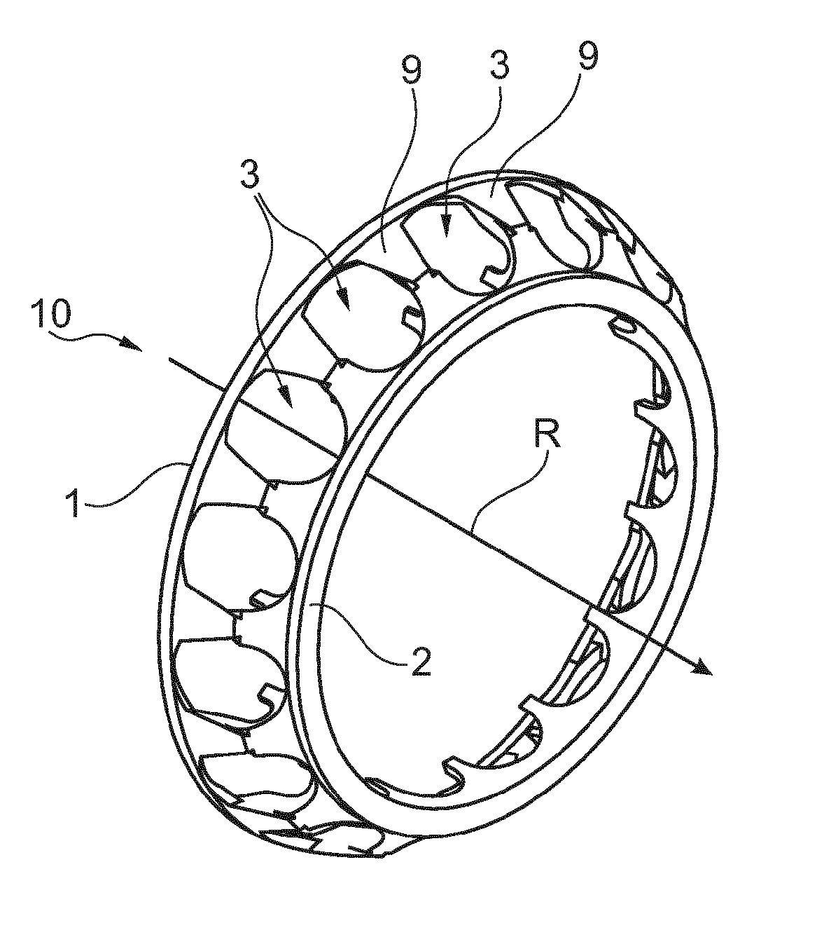 Cage for inclined ball bearing
