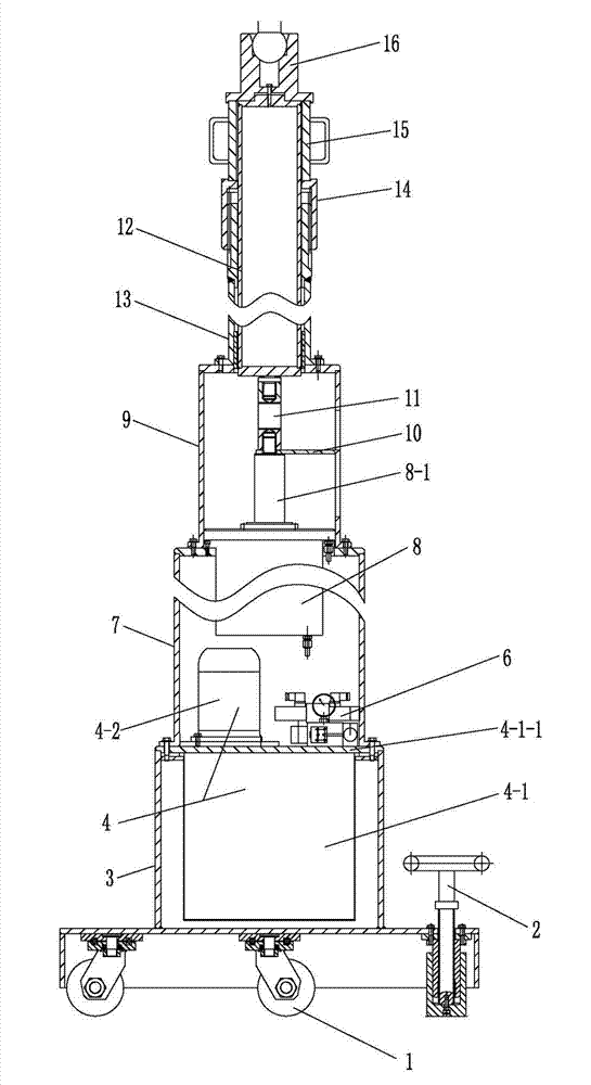 Non-settling electric hydraulic lifting supporting device