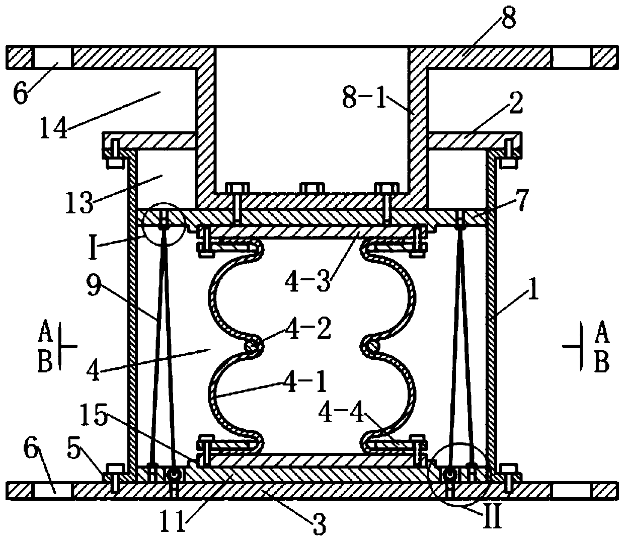 A rubber air spring damper with preset initial stiffness