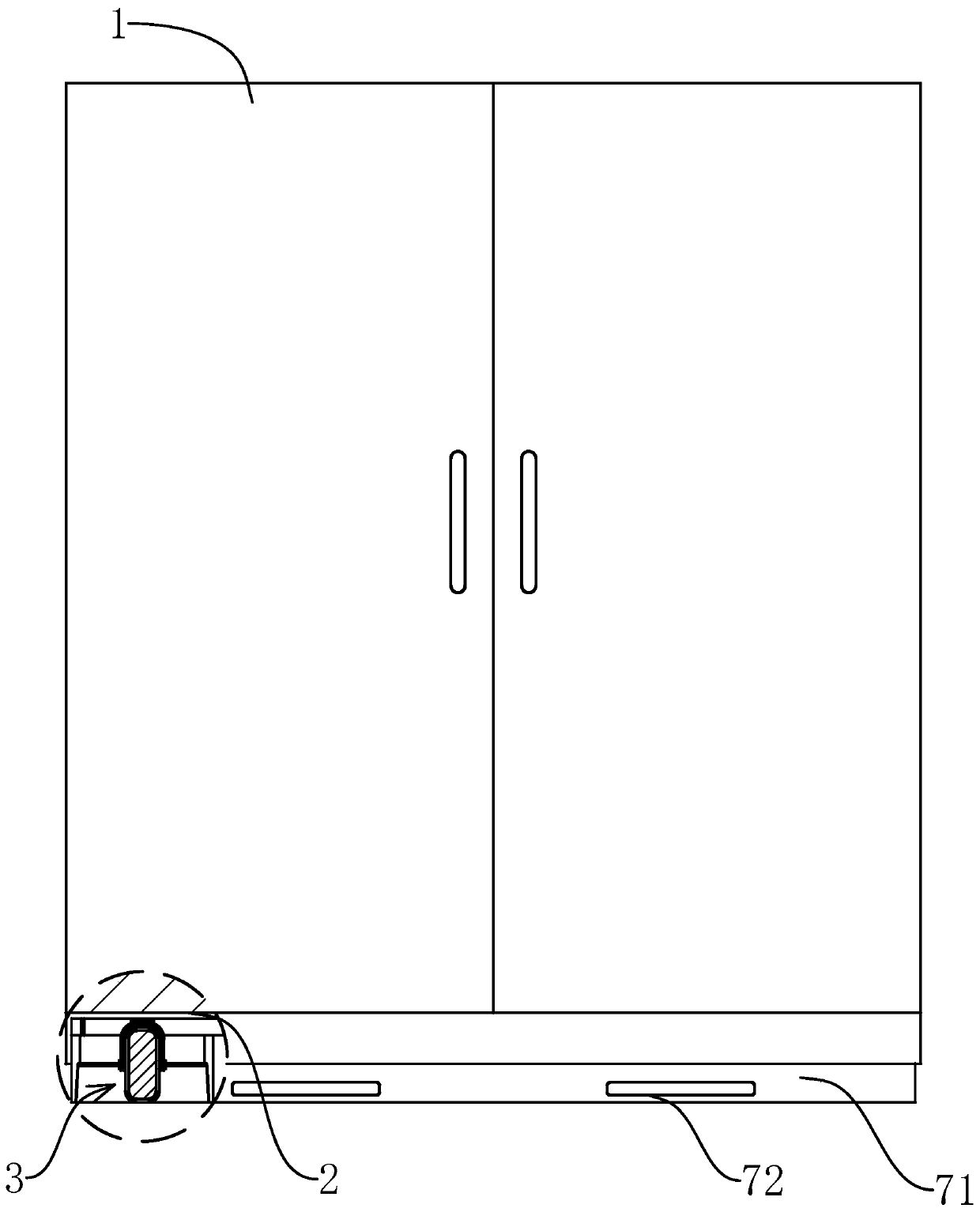 An electric cabinet base structure and its installation and adjustment method