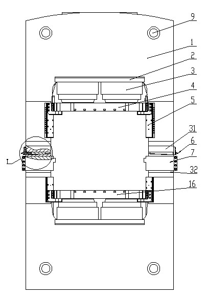 Plate frame hydraulic press for mold pressing of large blocks and plates