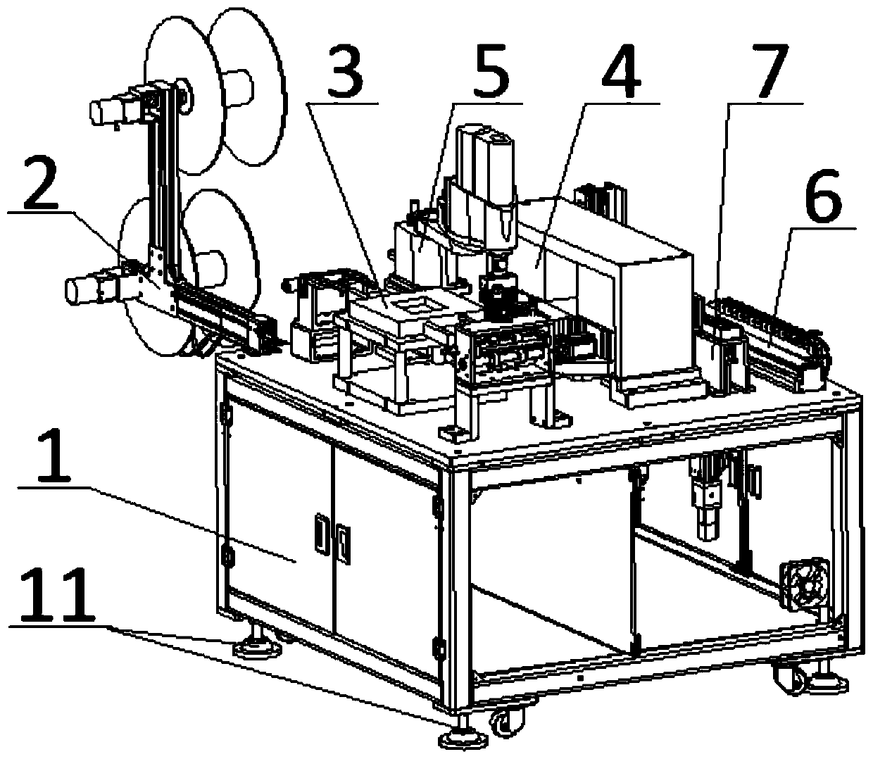 Novel four-station disc automatic rough side pressing machine