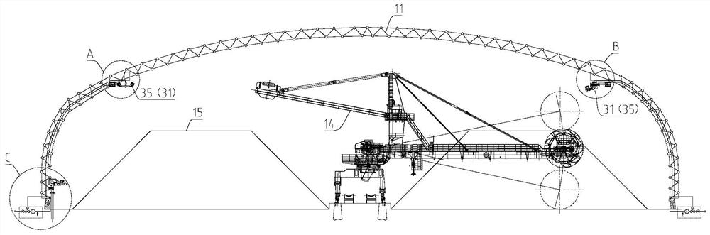 Fire-fighting system for closed coal yard