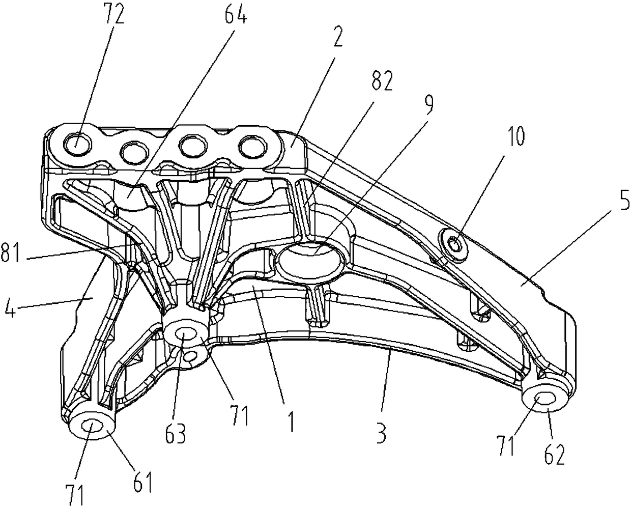 Anti-broken type automobile right suspension bracket