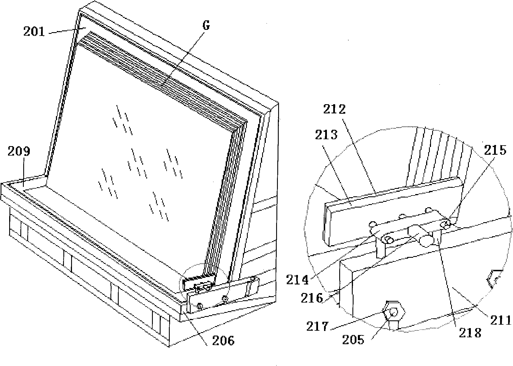 Packaging device and box of flat glass plate for displaying