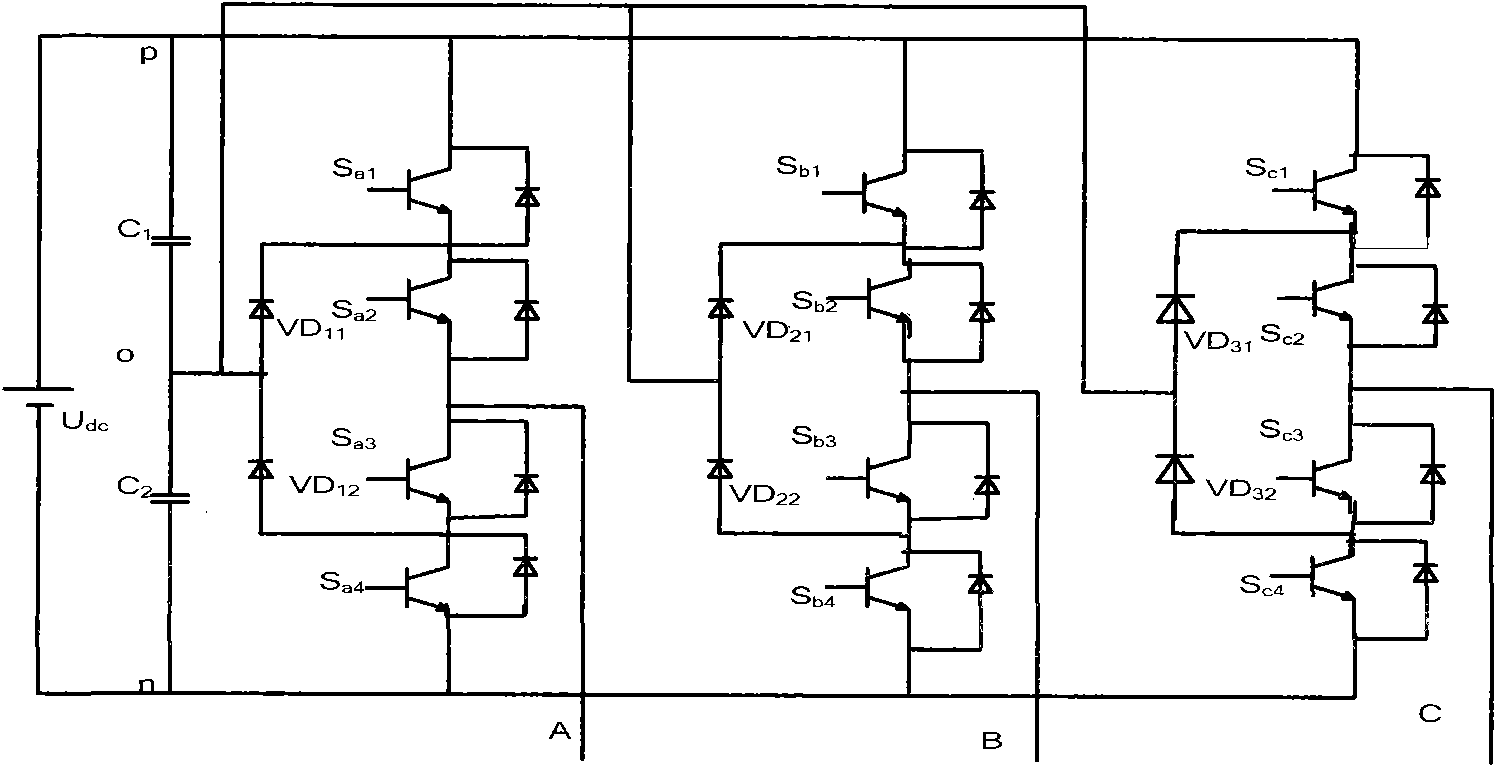 Multi-target large powder inverter common-mode voltage suppressing method