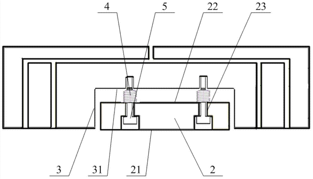 Mounting structure for plate material fixing element for laminating machine as well as top plate and laminating machine