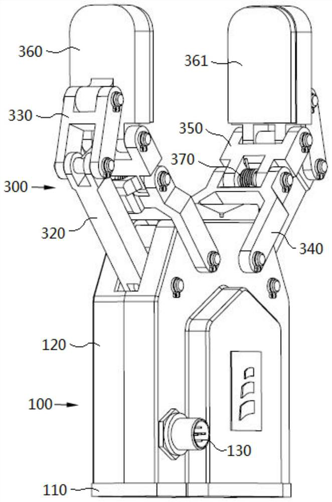 An adaptive robot hand device with elastic pressure bar and three-finger segment flat clamp