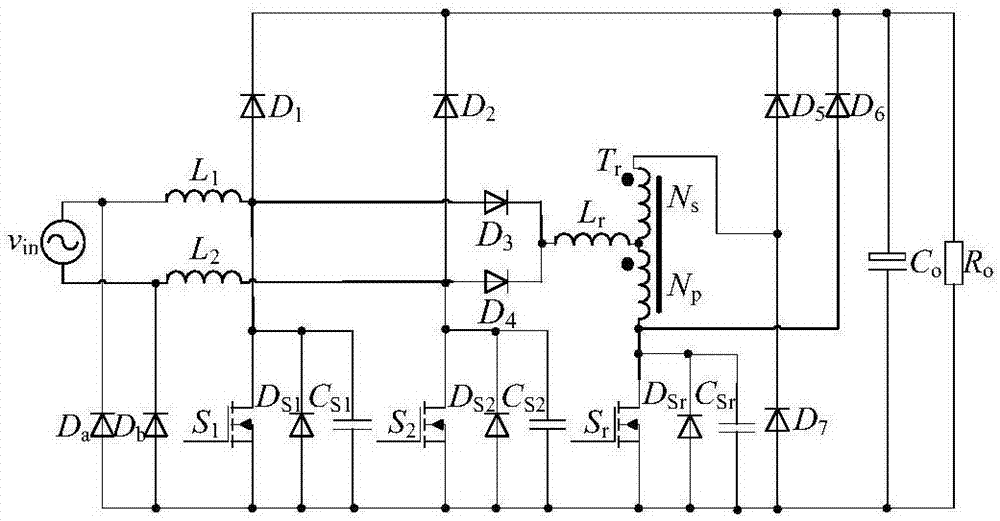 Zero-voltage transmission half bridgeless power factor correction converter