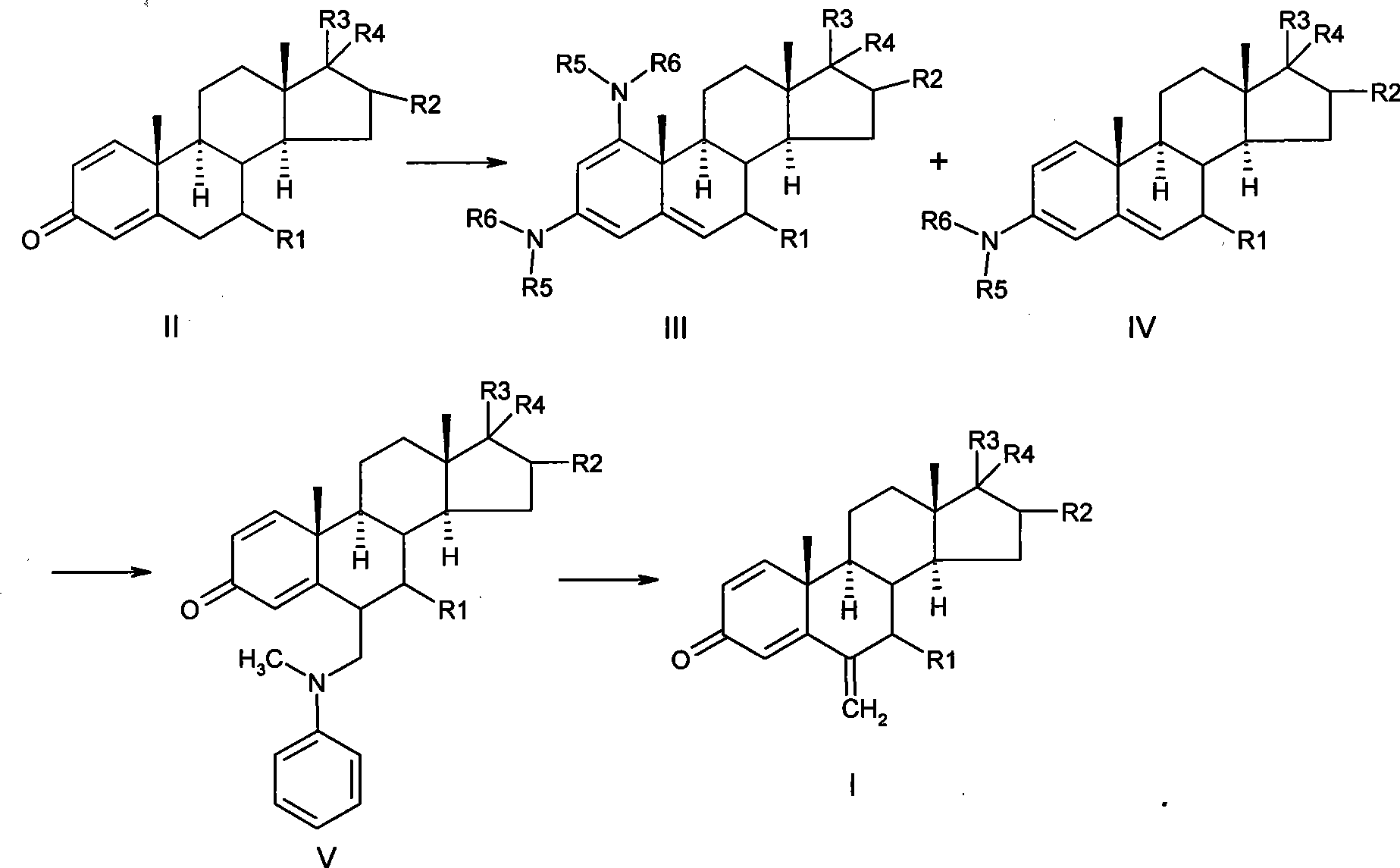 Synthesis of 1,4-diene-6-methylene steroids and midbody thereof