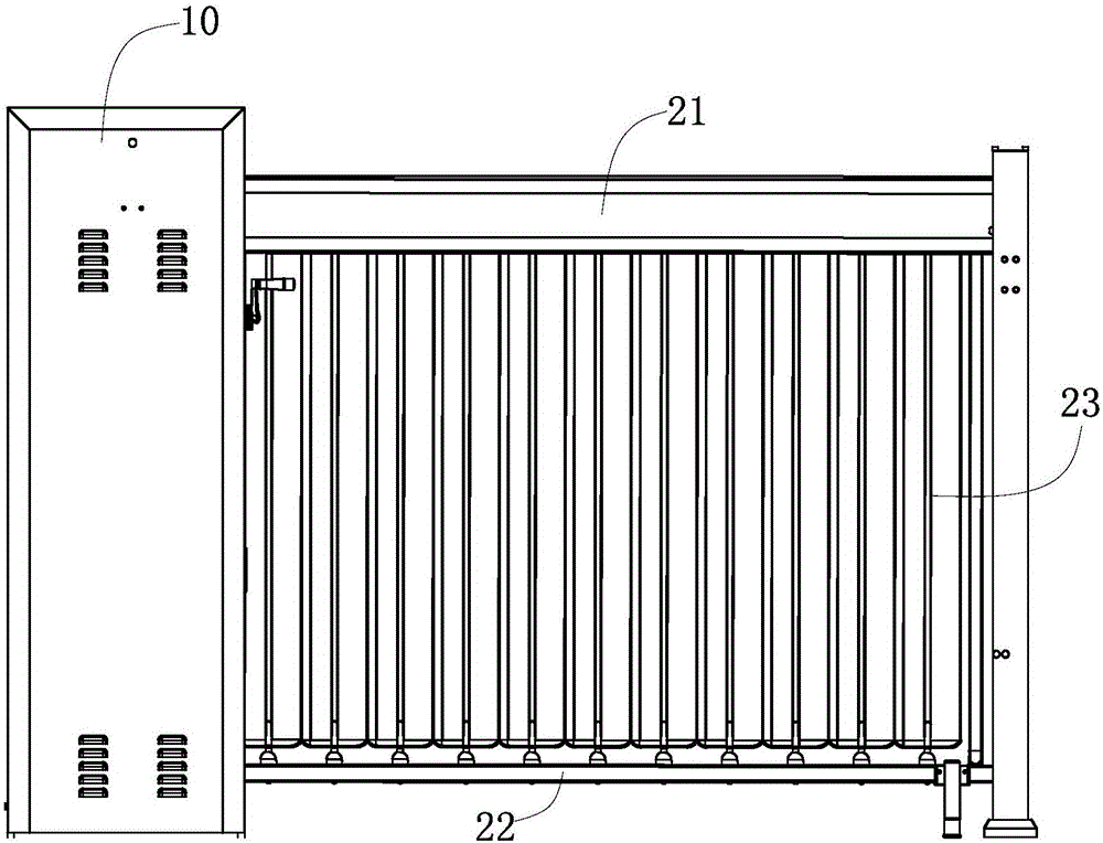 Vertically rotatable electronically-operated gate capable of rotating, hiding and folding