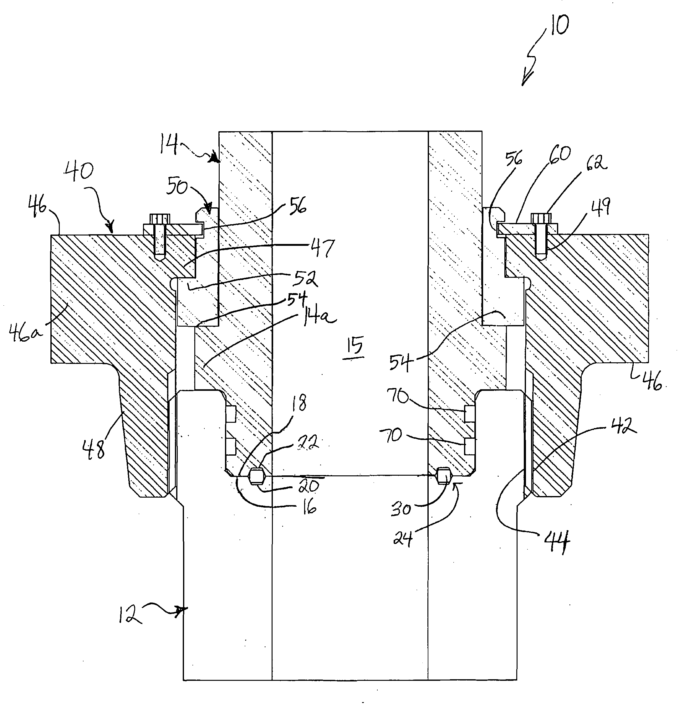 High-pressure threaded union with metal-to-metal seal, and metal ring gasket for same