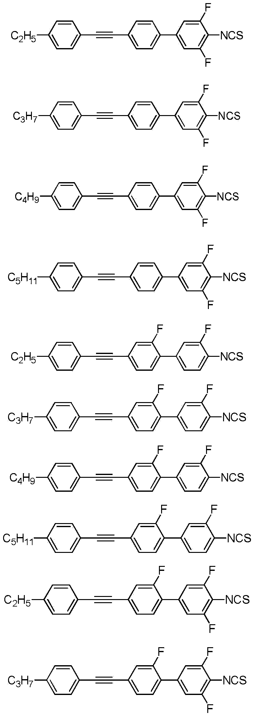 Liquid crystal compound with high birefringence and wide nematic phase temperature interval and composition comprising liquid crystal compound