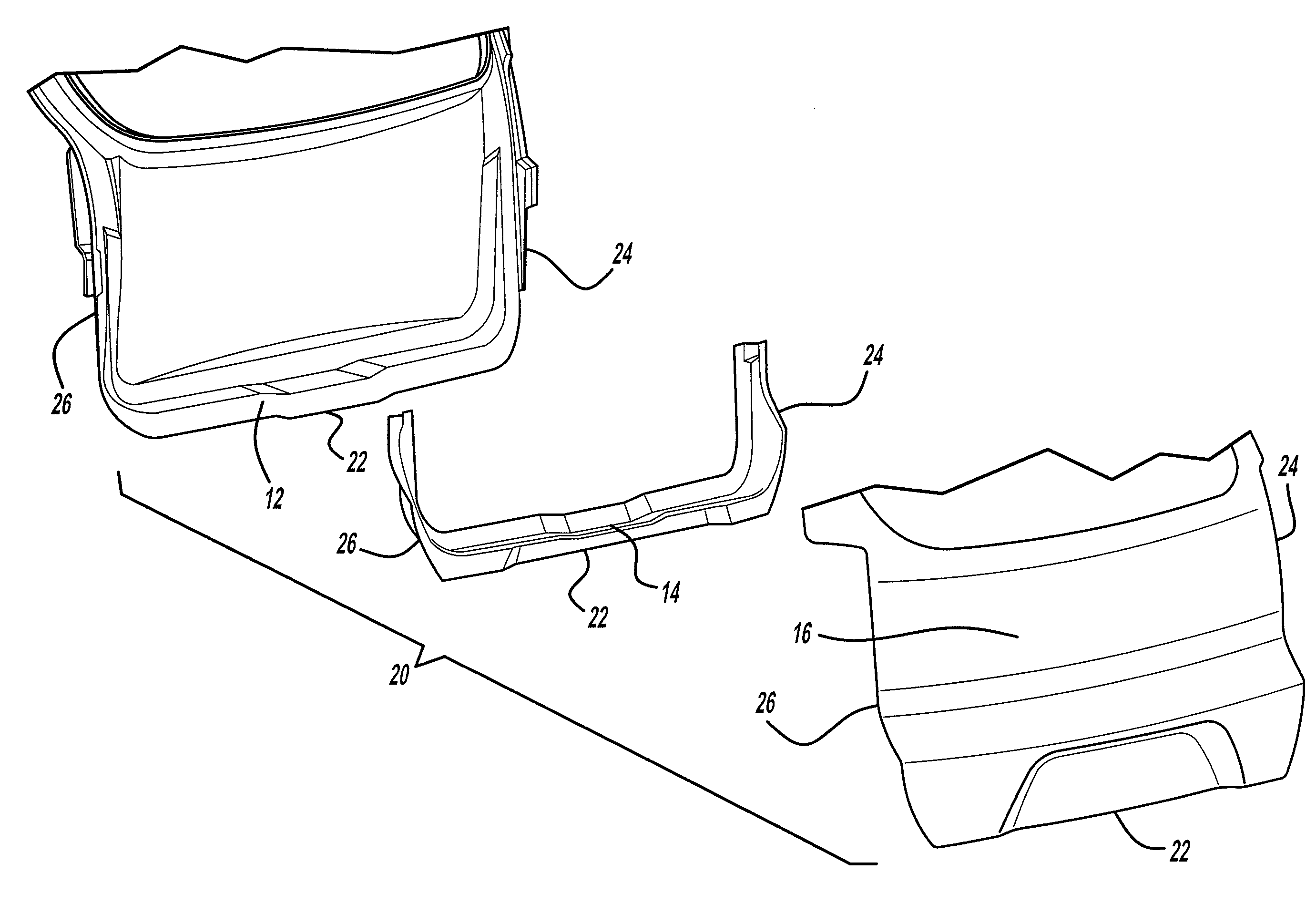 Composite lift gate deformable section