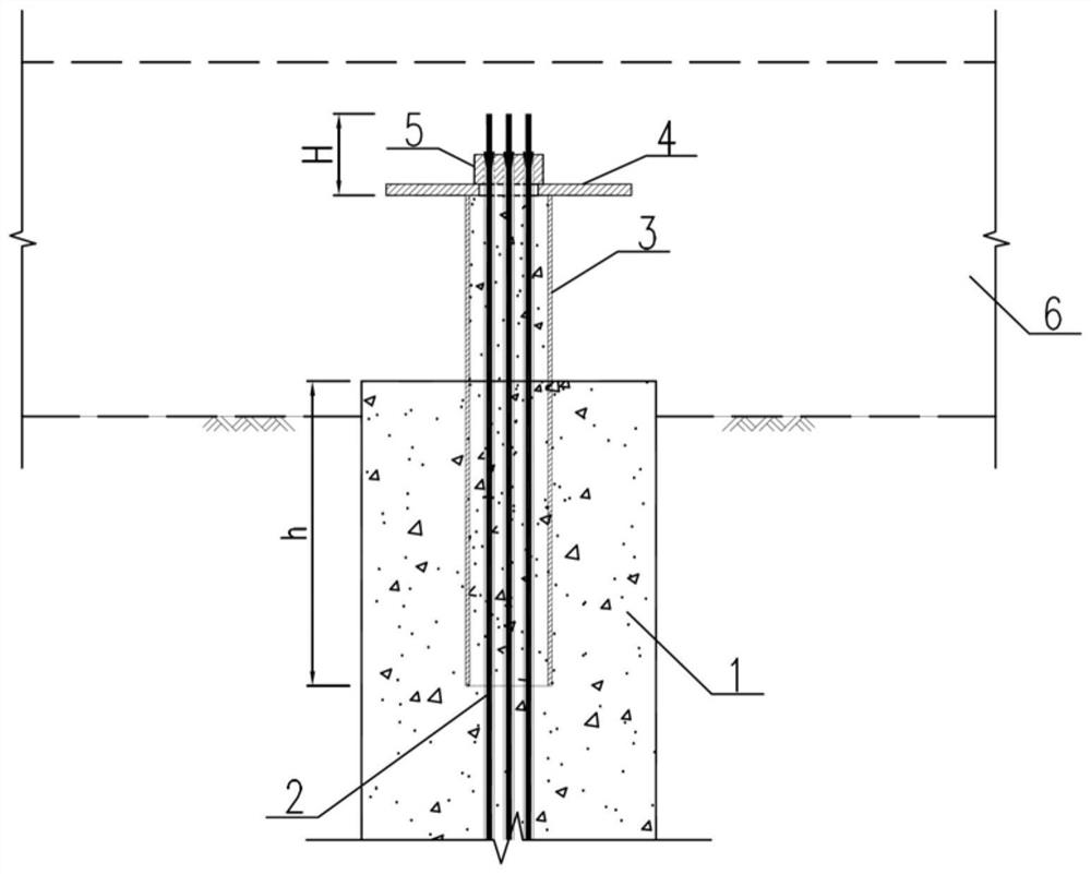 Top locking and anchoring mode of pressure type anti-floating pile