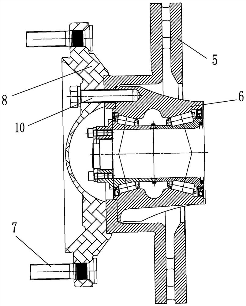 Maintenance-free wheel end front axle of sectional structure