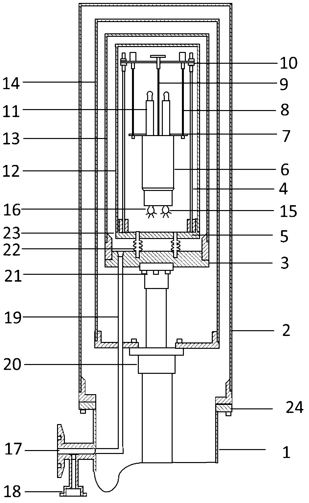 Triple point recurrence device with refrigerating machine serving as cooling source