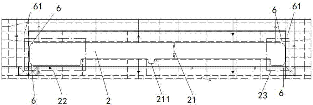 Reinforcement structural form of embedded accommodation ladder of ultra-large type container ship