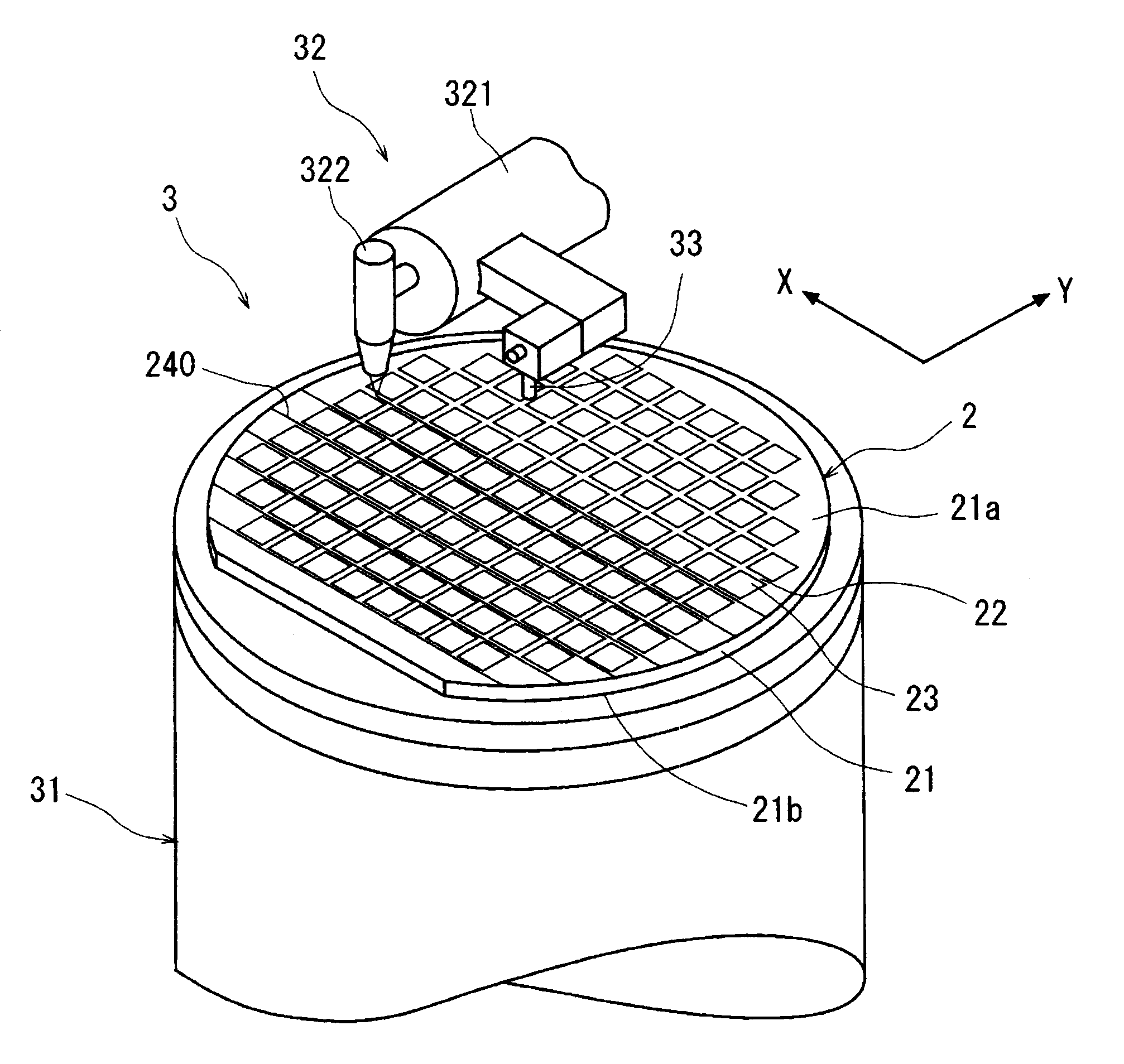 Dividing method for wafer having film on the front side thereof